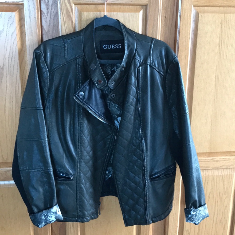 Guess dark green moto jacket